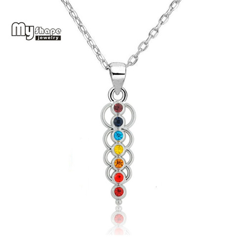 My shape – collier avec pendentif en métal, 7 couleurs, cristal, Chakra, bijoux avec strass ► Photo 1/3
