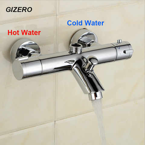 GIZERO thermostat robinet de douche pour salle de bains, finition chromée robinet de baignoire mural, robinet de douche torneira banheiro ZR956 ► Photo 1/6