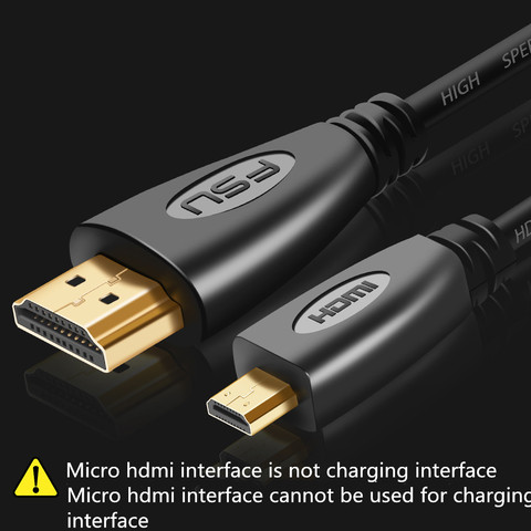 Micro HDMI vers HDMI câble 1m 1.5m 3m 5m 3D 1080P 1.4 Version plaqué or mâle-mâle Micro HDMI câble pour téléphone tablette HDTV caméra ► Photo 1/6
