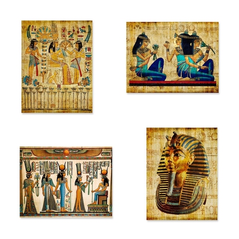 Toile d'art mural égyptien, peinture en papier parchemin, Style ancien, imprimés d'affiches antiques rétro, décor mural, roi Tut Queen ► Photo 1/6