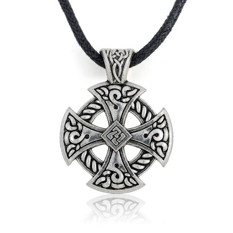 Collier pendentif bouclier Viking en forme de croix, bijoux en pendentif avec le bouclier Viking de la croix ► Photo 1/6