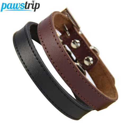 Collier de chien en cuir véritable conception Simple Chihuahua petit collier de chien collier de chat réglable collier de plomb en cuir perro petshopXS-XL ► Photo 1/6