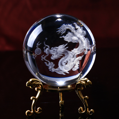 Boule de cristal de décoration pour la maison avec Drag 3D Laser, gravure de échantillons, Globe en verre Feng Shui créatif, cadeau artisanal de mariage ► Photo 1/6
