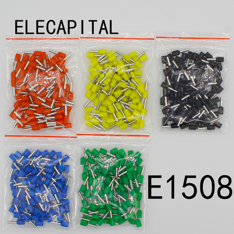 Connecteur de fil de câble E1508, bornes isolées à sertir, 1, 5 mm2, 100 pièces/paquet ► Photo 1/6