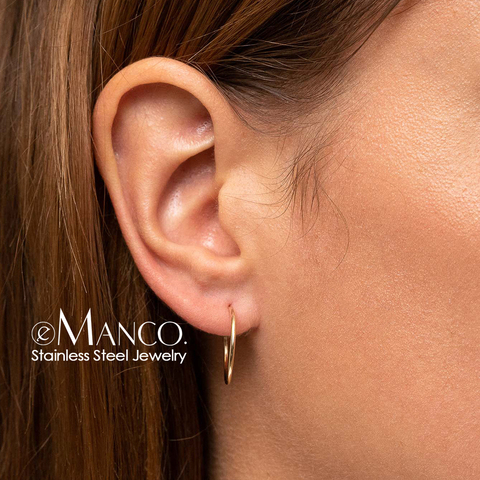 E-manco-boucle d'oreille circulaire pour femmes, de Style coréen, en acier inoxydable, de marque, bijoux à la mode, 20mm ► Photo 1/5