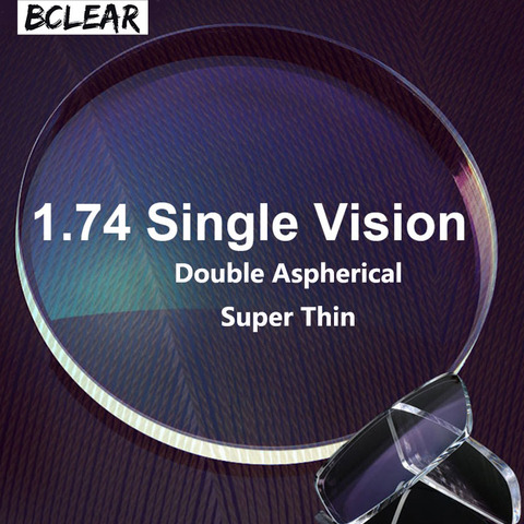 BCLEAR 1.74 Double lentilles de dioptrie asphérique haute indice lentille de Prescription optique asphérique Super mince pour lunettes de myopie ► Photo 1/1