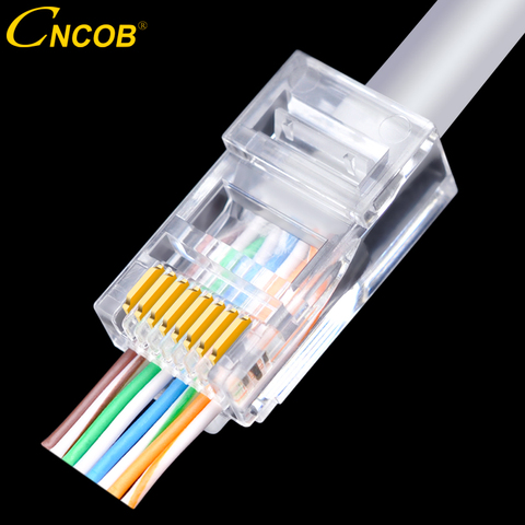 CNCOB-connecteur Ethernet perforé Cat5e 8P8C 50u, connecteur réseau modulaire plaqué or, rj-45 30 pièces ► Photo 1/6
