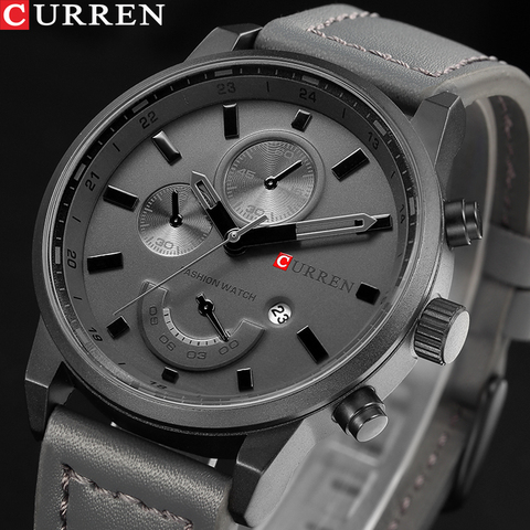 CURREN – montre à Quartz en cuir pour hommes, décontractée, Sport, marque de luxe, style militaire ► Photo 1/6