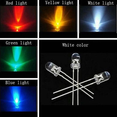 Diode électroluminescente Super lumineuse 100, 20 pièces X 5 couleurs = ampoule Led pièces de 3mm, blanc, rouge, jaune, bleu, vert, lampe ronde nouvelle collection ► Photo 1/1