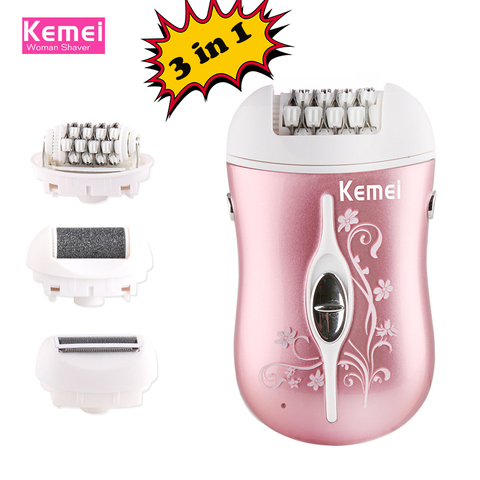 Kemei 3 dans 1 cheveux épilateur électrique cheveux remover dispositif dame depilador cheveux rechargeable rasoir retrait pour femmes soins des pieds outil ► Photo 1/1