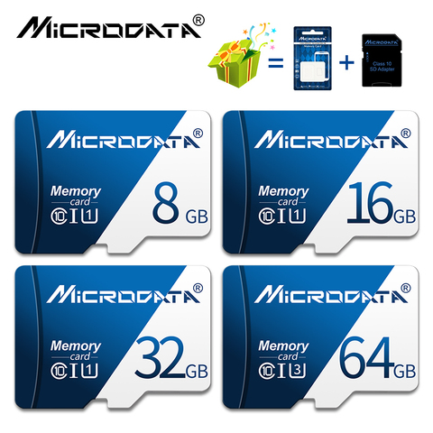 Classe 10 Micro carte SD 128GB 64GB 32GB 16GB cartes mémoire U1 Microsd Flash TF carte avec emballage pour téléphone portable avec adaptateur SD ► Photo 1/6