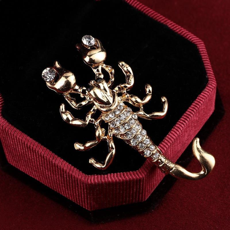 Hesiod Fashion, bijoux de mode, broches en cristal, vif Scorpion, strass, collier, décoration vestimentaire ► Photo 1/6