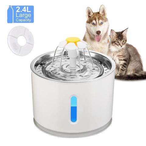 Automatique chat fontaine animal de compagnie distributeur d'eau potable électrique led chien boire fontaine chat mangeoire boisson filtre USB alimenté ► Photo 1/6