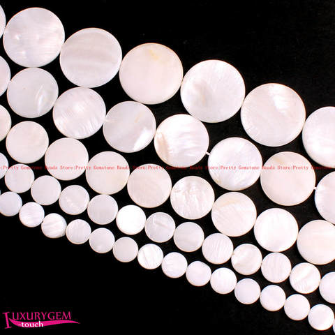 Haute qualité 11, 13, 18, 20, 25mm coquille blanche naturelle forme de pièce bricolage gemmes perles en vrac brin 15 