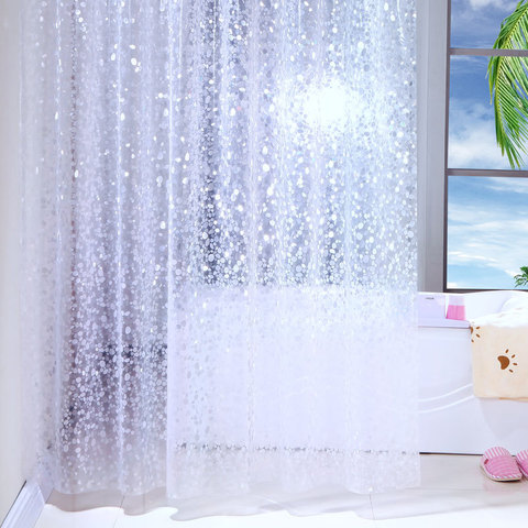PEVA-rideau de douche 3d étanche, rideau de luxe Transparent, blanc, pour salle de bain, avec 12 pièces de crochets ► Photo 1/6