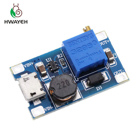 Module Boost réglable 2a, 5 pièces/lot, avec MICRO USB 2V - 24V à 5V 9V 12V 28V LM2577, MT3608 DC-DC ► Photo 1/4