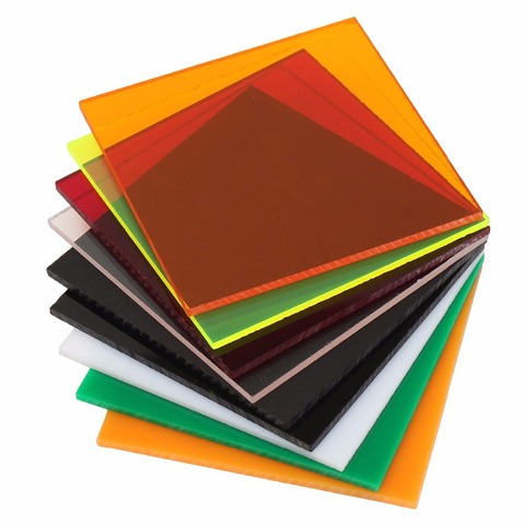 Plaque en plexiglas transparente de 100x100x2.8mm (PMMA) teintée noir/blanc/rouge/vert/orange ► Photo 1/6