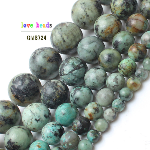 Perles en pierres naturelles Turquoises africaines pour la fabrication de bijoux, 15 pouces, taille 4 6 8 10 12mm, vente en gros ► Photo 1/6