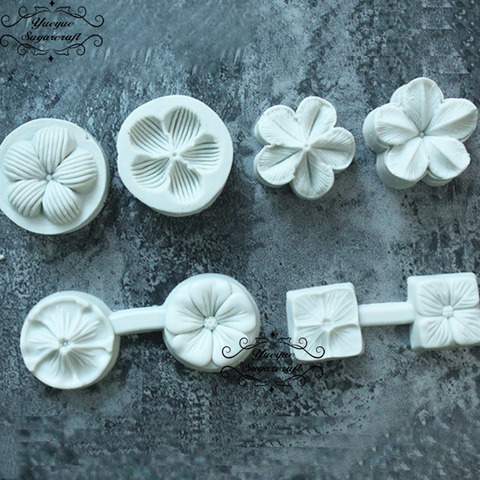 Yueyue-moule à chocolat Sugarcraft, 4 modèles en set fleur en Silicone, fondant, outils de décoration de gâteau ► Photo 1/1