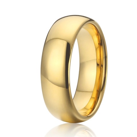 Bague en carbure de tungstène pour homme et femme, anneau de mariage de couleur or, 6/8/10mm, 15 grandes tailles ► Photo 1/6