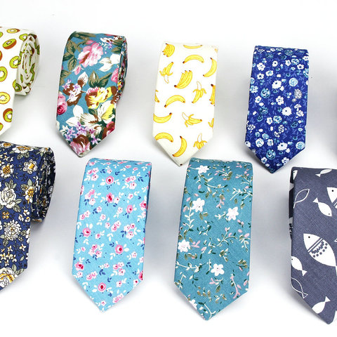 Cravates à fleurs pour hommes, nouveauté, en coton, Slim, décontracté, pour mariage, marine, fête ► Photo 1/6