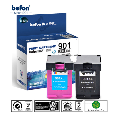 Befon – cartouche d'encre de remplacement 901XL, refabriquée, pour HP 901, pour Officejet 4500 J4500 J4540 J4550 J4580 J4640 4680 ► Photo 1/6