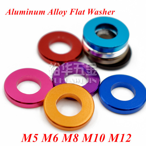 Joint plat en alliage d'aluminium, 20 pièces, M5 M6 M8 M10, rondelle en aluminium anodisé multicolore pour pièces de modèle RC ► Photo 1/3