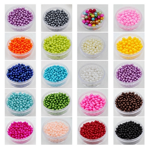 Perles rondes en plastique 4mm 500 pièces 23 couleurs, ABS, pour fabrication de bijoux collier fait à la main, livraison gratuite ► Photo 1/6
