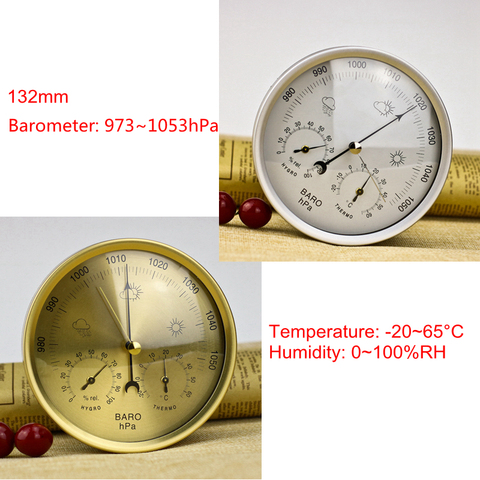 132mm Analogique Baromètre Thermomètre Hygromètre 3 en 1 Station Météo Température Humidité Pression Atmosphérique Compteur Moniteur ► Photo 1/6