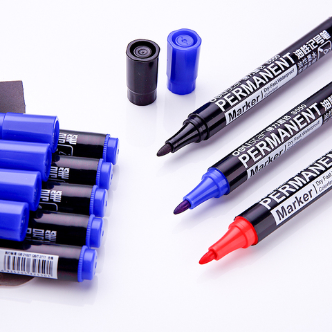 3 pièces noir bleu rouge couleur permanente marqueur stylo ensemble étanche à l'huile encre sur CD tissu papier métal céramique bois bureau école A6842 ► Photo 1/6