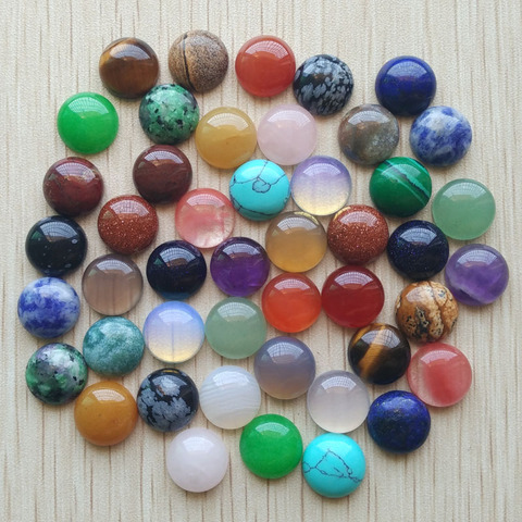 CABOCHON rond mixte de bonne qualité, perles en pierre naturelle pour accessoires de bijouterie de 12mm, vente en gros de 50 pièces/lot gratuits, mode 2022 ► Photo 1/6