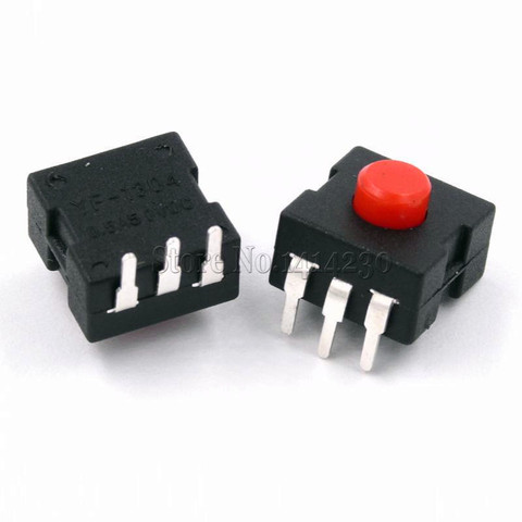 10 pcs 1212-223DB 12*12mm Flexion Pied 3 pins Rouge Bouton LED lampe de Poche Interrupteur ON-OFF- SUR-OFF ► Photo 1/1