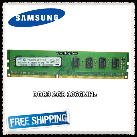 Samsung – mémoire de serveur d'ordinateur de bureau, modèle DDR3, capacité 2 go 4 go 2 go, fréquence d'horloge 1066/PC3-8500U MHz, RAM pour PC 1066/8500 ► Photo 1/2