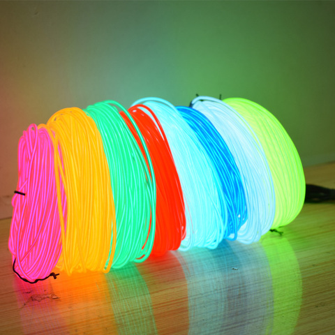 Tube, corde lumineuse néon Flexible en 10 couleurs, EL Wire, 50M 100M 200M 500M, 2.3MM, LED étanche MM, bandes, décoration de Bar danse ► Photo 1/6