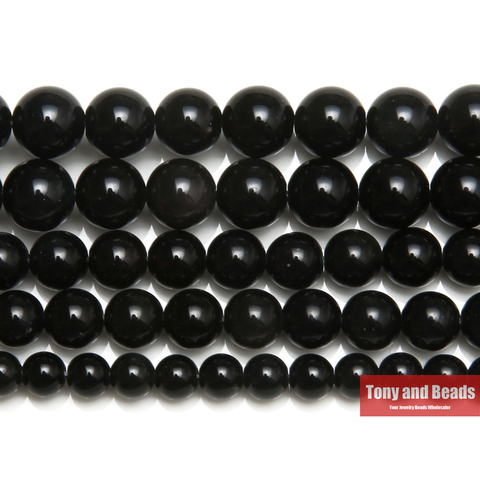 Pierre naturelle obsidienne noire ronde perles en vrac 15 