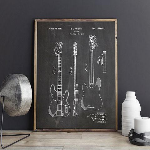 Précision basse brevet Fender guitare plan Vintage affiches et impressions musicien cadeau idée toile peinture maison mur Art décor ► Photo 1/6