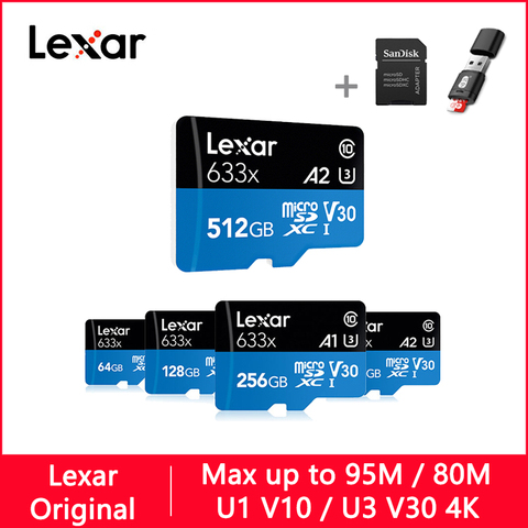 Lexar Micro SD 128 GB 32 GB 64 GB 256 GB 512 GB 16 GB Micro SD carte SD/TF carte mémoire Flash 32 64 128 gb microSD pour téléphone 633X ► Photo 1/6