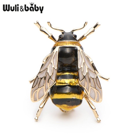 Wuli & Baby émail bourdon broches hommes femmes alliage jaune abeille insecte Broche cadeau de noël Broche Banquet broches ► Photo 1/4