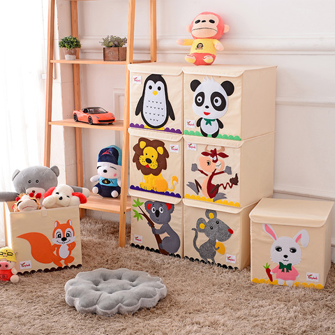 Bacs de rangement en tissu pour enfants, bacs de jouets pliables en tissu Oxford, cubes pliables pour enfants, boîte de rangement de 13 pouces avec couvercle ► Photo 1/6