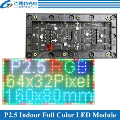 P2.5 module de panneau d'écran LED 160*80mm 64*32 pixels 1/16 Scan 3in1 SMD P2.5 module de panneau d'affichage à LED polychrome d'intérieur ► Photo 1/4