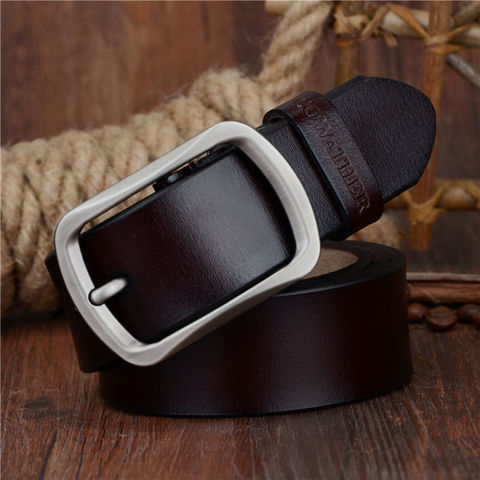 Coowather – ceinture en cuir véritable de vache pour homme, avec boucle ardillon, style vintage, taille 30 à 52, 2022-100 cm, 150 ► Photo 1/6