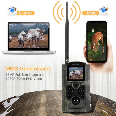 Caméra de traînée FTP SMTP 4G MMS SMS Email Mobile chasse caméra de faune cellulaire 16MP Vision nocturne Surveillance sans fil HC550LTE ► Photo 1/6