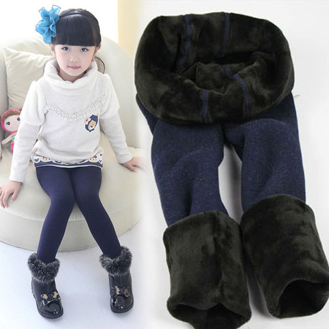 Leggings chauds et épais pour filles | Pantalons pour enfants, taille élastique, colorés, en velours, Plus, nouvelle collection hiver 2022 ► Photo 1/4