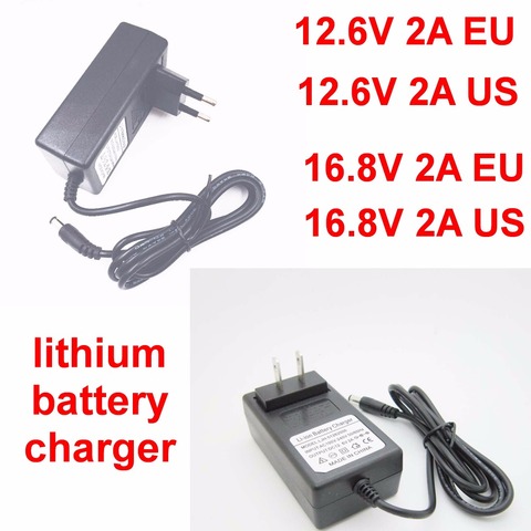 Chargeur de batterie au lithium polymère, 100-240V, 12.6V, 2a, 16.8V, 2a, 2000ma, haute qualité, adaptateur secteur, double prise EU/ US, 1 pièce ► Photo 1/5
