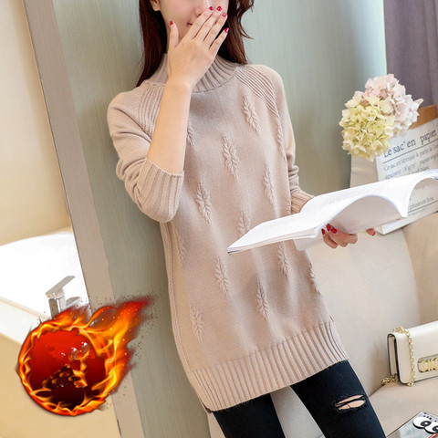 Pull tricoté à manches longues pour femmes, Pull chaud et demi col roulé, vêtement coréen, automne hiver ► Photo 1/6