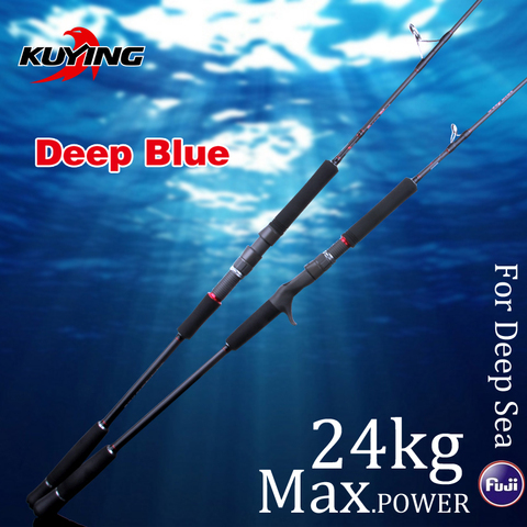 KUYING BLEU PROFOND 1 Section Leurre De Pêche Jigging Tige 1.56 m 1.68 m coulée Spinning FUJI Pièces En Fiber De Carbone Tiges de Canne Pour La Mer Profonde ► Photo 1/5