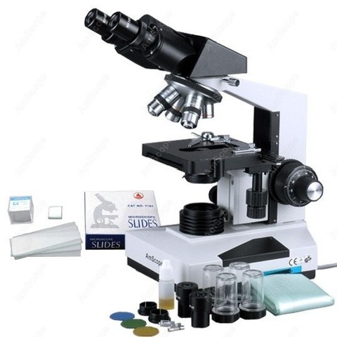 Microscope biologique professionnel, fournitures de Microscope 1600x + 50 diapositives + 100 couvertures ► Photo 1/6