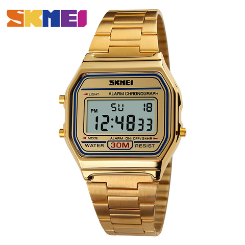 SKMEI – montre numérique LED en acier inoxydable pour homme, bracelet étanche, mode Sport décontractée, 1123 ► Photo 1/6