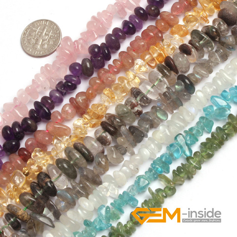 Assortiment de pierres naturelles 6x8mm, libres de forme, perles de pépites de gravier pour la fabrication de bijoux, 15 pouces, bricolage ► Photo 1/6