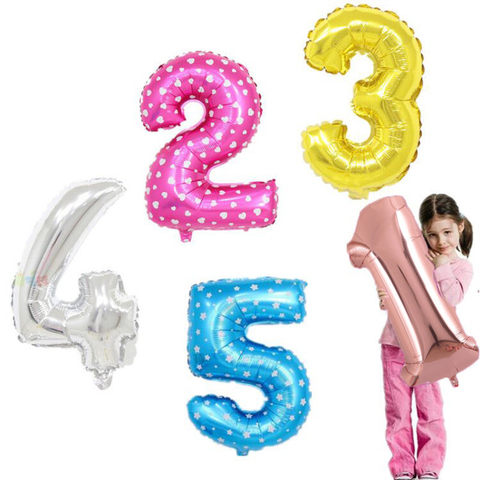 Ballons à hélium avec chiffres 1, 2, 3, 4, 5, 8, 40 pouces, en feuille d'aluminium, décor pour fête prénatale, anniversaire, mariage ► Photo 1/6